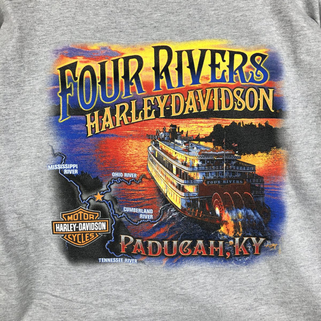 00'S Harley-Davidson Motorcycle Bike T-shirt Men's XL size unclear gray type Vintage Second Hand