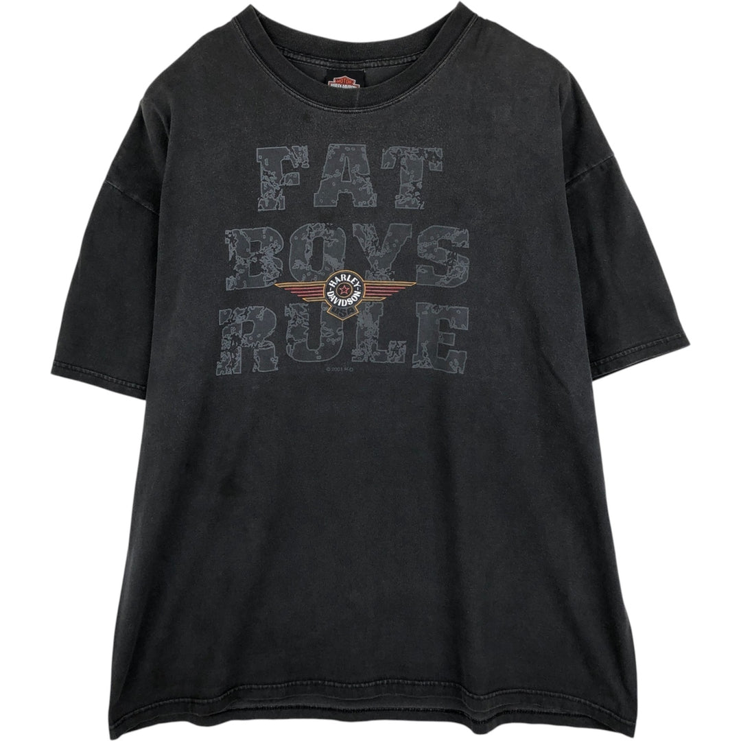 00'S Harley-Davidson Motorcycle Bike T-shirt Made in USA Men's XXL cotton Charcoal Vintage Second Hand