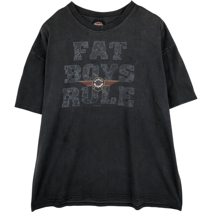 00'S Harley-Davidson Motorcycle Bike T-shirt Made in USA Men's XXL cotton Charcoal Vintage Second Hand