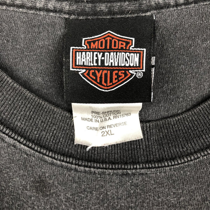 00'S Harley-Davidson Motorcycle Bike T-shirt Made in USA Men's XXL cotton Charcoal Vintage Second Hand