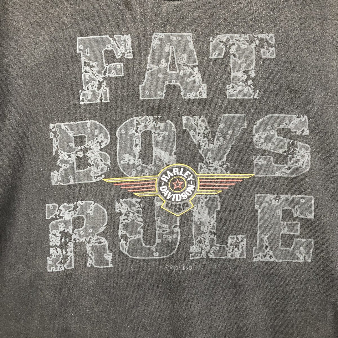 00'S Harley-Davidson Motorcycle Bike T-shirt Made in USA Men's XXL cotton Charcoal Vintage Second Hand