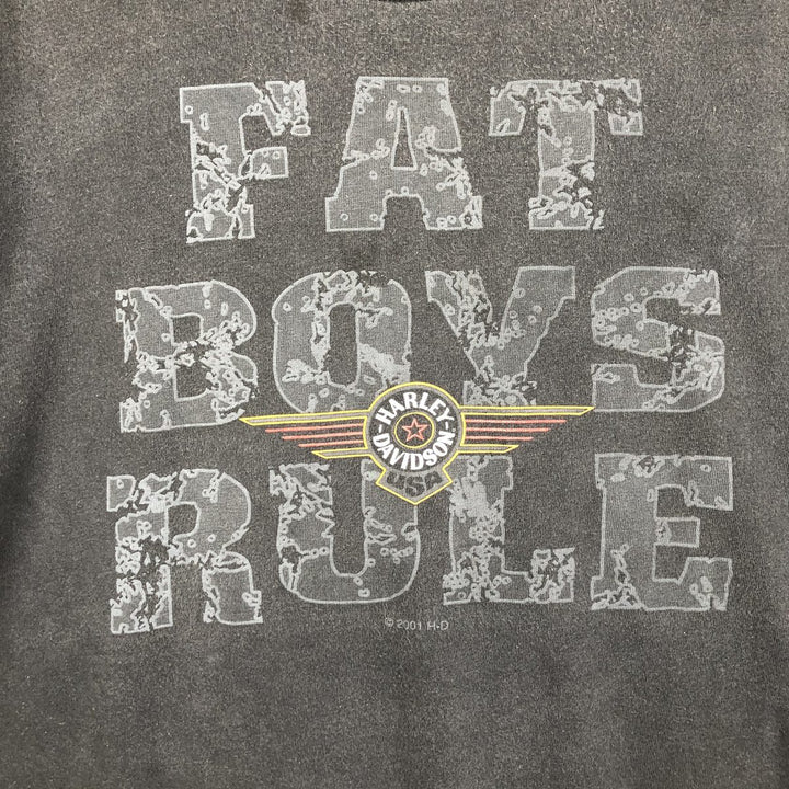 00'S Harley-Davidson Motorcycle Bike T-shirt Made in USA Men's XXL cotton Charcoal Vintage Second Hand