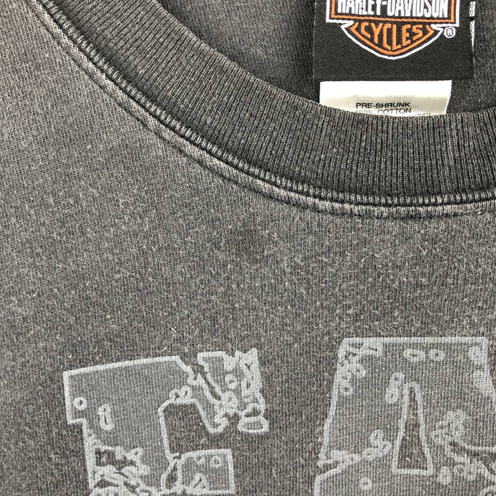 00'S Harley-Davidson Motorcycle Bike T-shirt Made in USA Men's XXL cotton Charcoal Vintage Second Hand