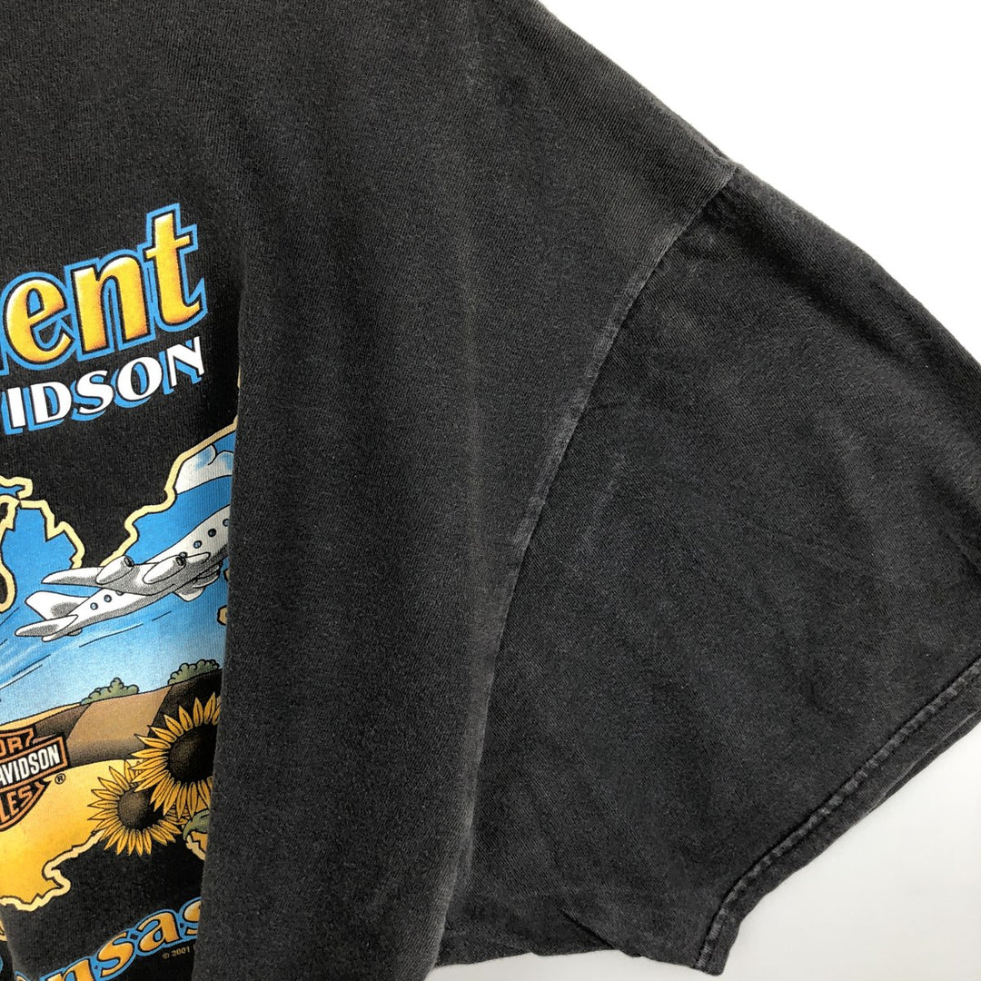 00'S Harley-Davidson Motorcycle Bike T-shirt Made in USA Men's XXL cotton Charcoal Vintage Second Hand