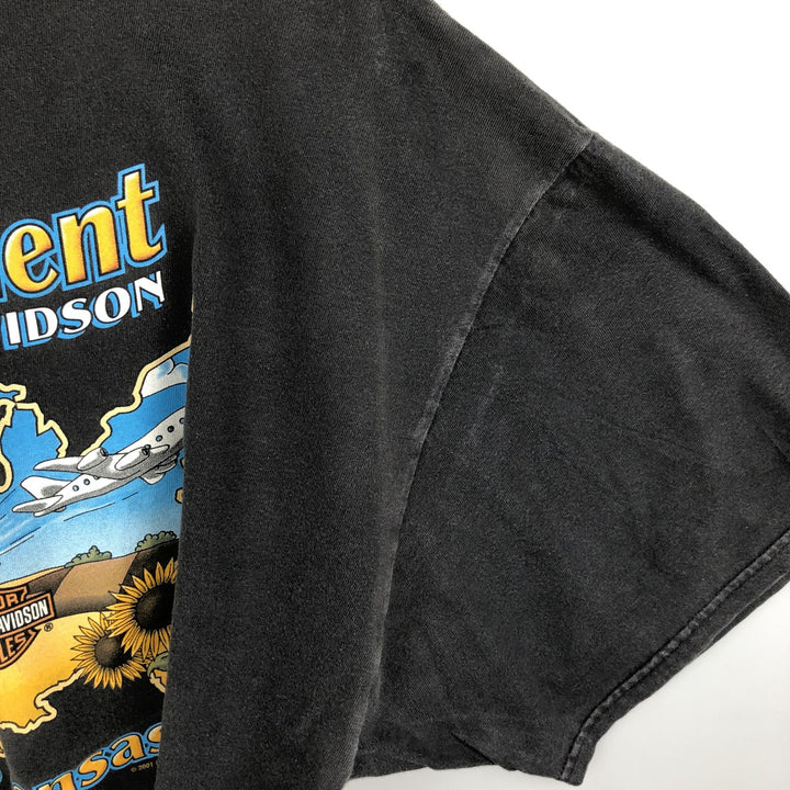 00'S Harley-Davidson Motorcycle Bike T-shirt Made in USA Men's XXL cotton Charcoal Vintage Second Hand