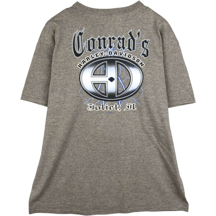 00'S Harley-Davidson Henley Neck Motorcycle Bike T-Shirt Made in USA Men's XL cotton Beige type Vintage Second Hand