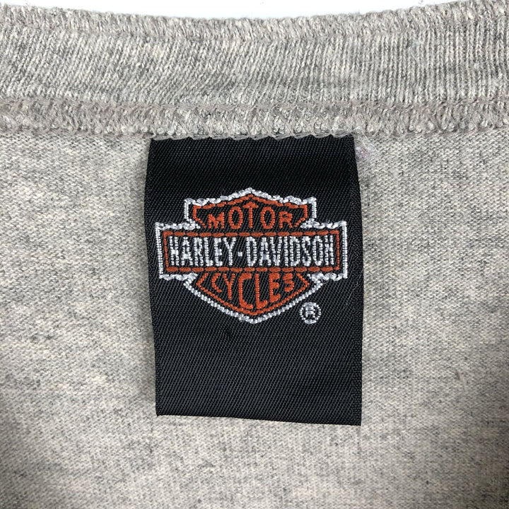 00'S Harley-Davidson Henley Neck Motorcycle Bike T-Shirt Made in USA Men's XL cotton Beige type Vintage Second Hand