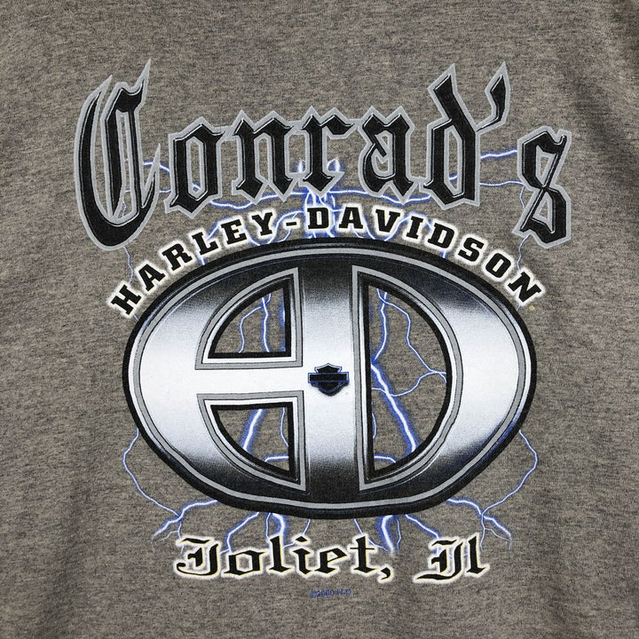 00'S Harley-Davidson Henley Neck Motorcycle Bike T-Shirt Made in USA Men's XL cotton Beige type Vintage Second Hand