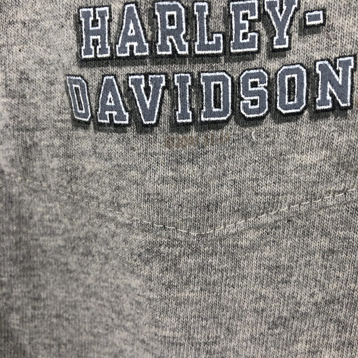 00'S Harley-Davidson Henley Neck Motorcycle Bike T-Shirt Made in USA Men's XL cotton Beige type Vintage Second Hand