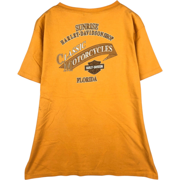 00'S Harley-Davidson Motorcycle Bike T-shirt Men's XL size unclear orange type Vintage Second Hand