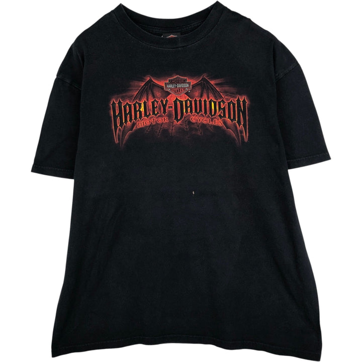 00'S Harley-Davidson Skull Pattern Motorcycle Bike T-shirt Men's XL size cotton black type Vintage Second Hand