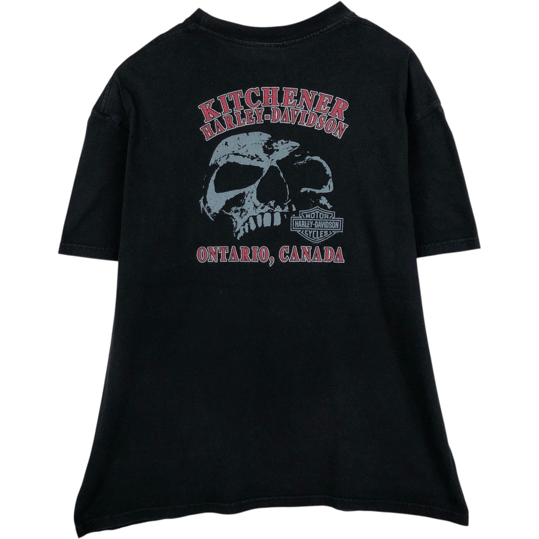 00'S Harley-Davidson Skull Pattern Motorcycle Bike T-shirt Men's XL size cotton black type Vintage Second Hand