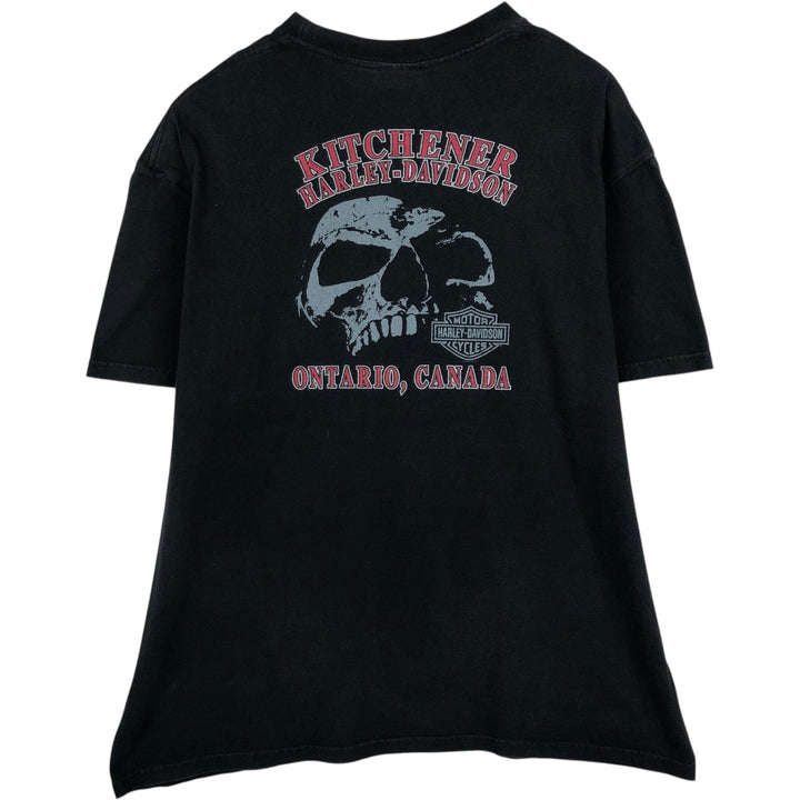 00'S Harley-Davidson Skull Pattern Motorcycle Bike T-shirt Men's XL size cotton black type Vintage Second Hand