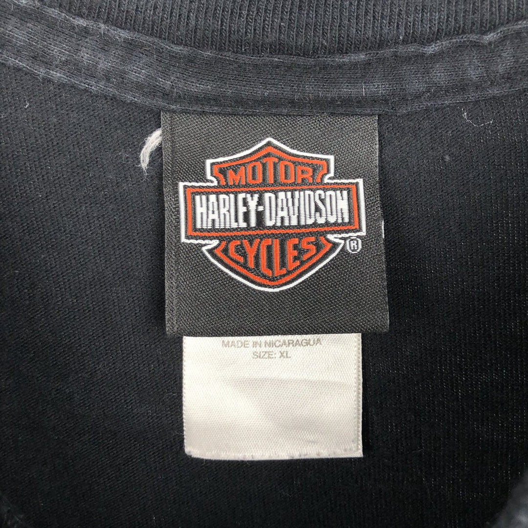 00'S Harley-Davidson Skull Pattern Motorcycle Bike T-shirt Men's XL size cotton black type Vintage Second Hand