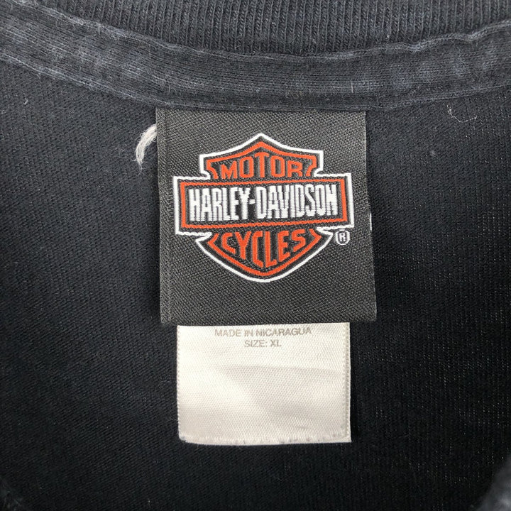 00'S Harley-Davidson Skull Pattern Motorcycle Bike T-shirt Men's XL size cotton black type Vintage Second Hand