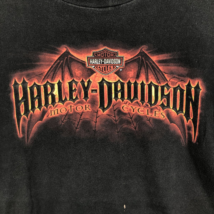 00'S Harley-Davidson Skull Pattern Motorcycle Bike T-shirt Men's XL size cotton black type Vintage Second Hand