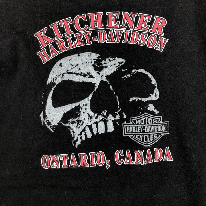 00'S Harley-Davidson Skull Pattern Motorcycle Bike T-shirt Men's XL size cotton black type Vintage Second Hand