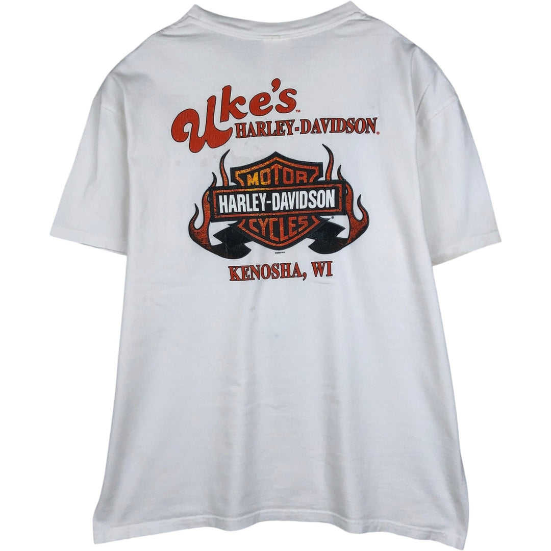 00'S Harley-Davidson Motorcycle Bike T-shirt Men's XL size cotton white type Vintage Second Hand