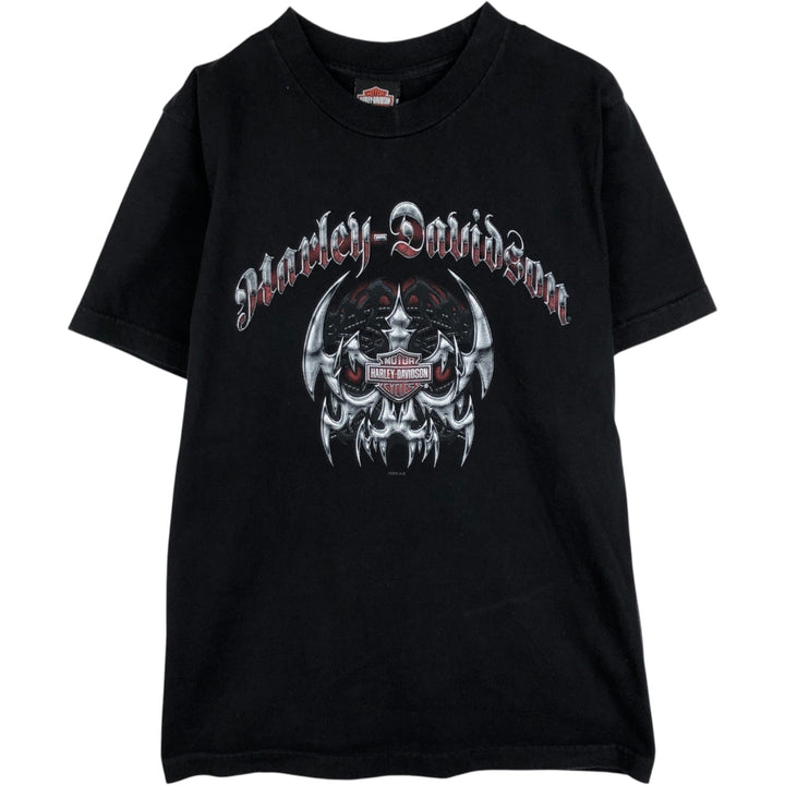 00'S Harley-Davidson Tribal Motorcycle Bike T-shirt Made in USA Men's M size cotton black type Vintage Second Hand