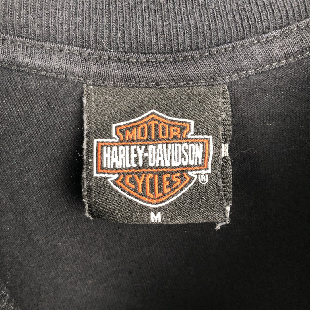 00'S Harley-Davidson Tribal Motorcycle Bike T-shirt Made in USA Men's M size cotton black type Vintage Second Hand