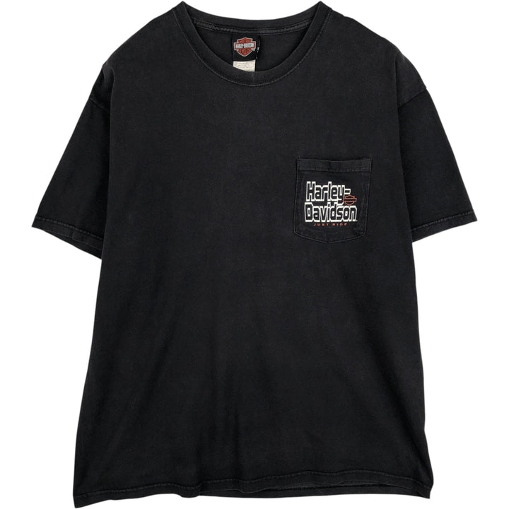 00'S Harley-Davidson Motorcycle Bike T-shirt Made in USA Men's XL cotton black type Vintage Second Hand