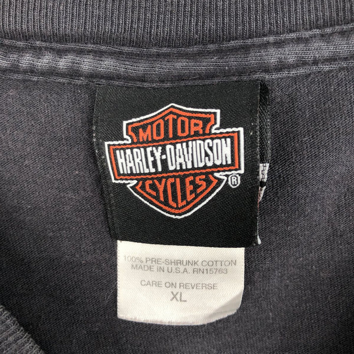 00'S Harley-Davidson Motorcycle Bike T-shirt Made in USA Men's XL cotton black type Vintage Second Hand