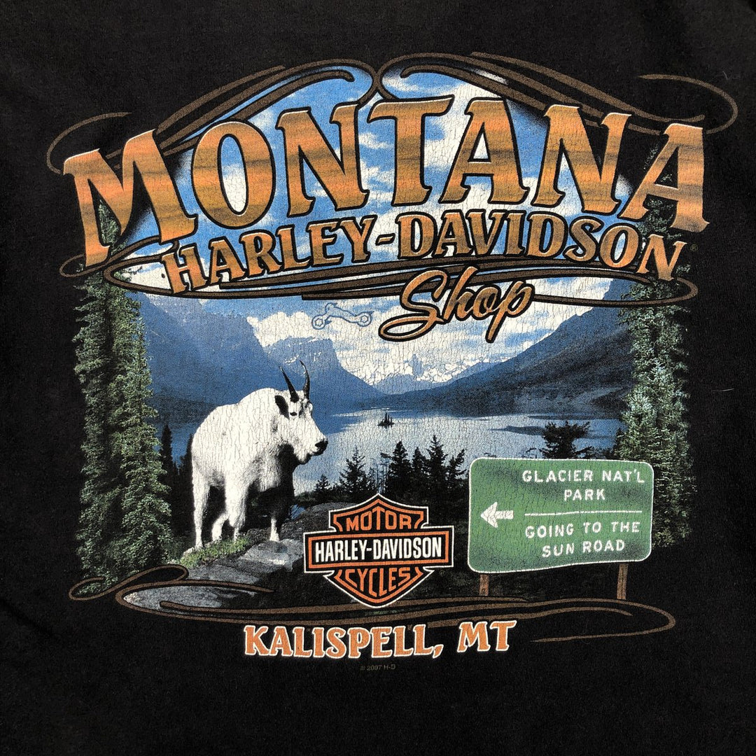 00'S Harley-Davidson Motorcycle Bike T-shirt Made in USA Men's XL cotton black type Vintage Second Hand