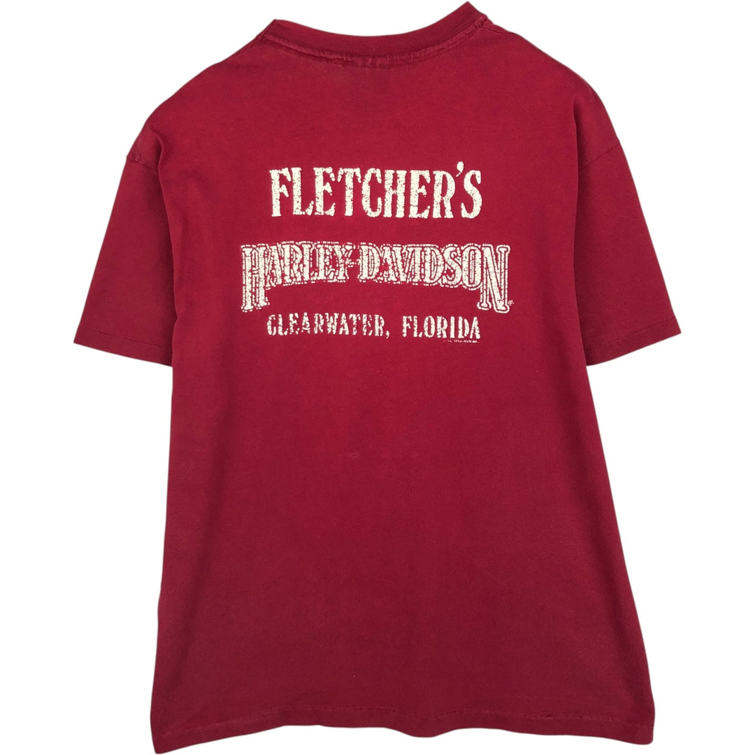 90'S Harley-Davidson Motorcycle Bike T-shirt Made in USA Men's L Vintage cotton red type Vintage Second Hand