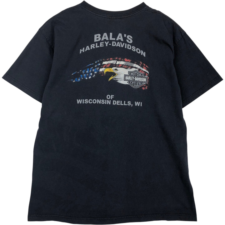 2000'S Harley-Davidson Eagle Pattern/Stars and Stripes Motorcycle T-Shirt, Men's Size XL (approx.) unclear black type Vintage Second Hand