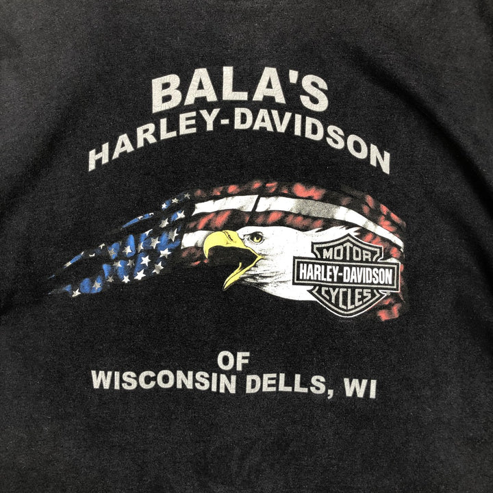 2000'S Harley-Davidson Eagle Pattern/Stars and Stripes Motorcycle T-Shirt, Men's Size XL (approx.) unclear black type Vintage Second Hand