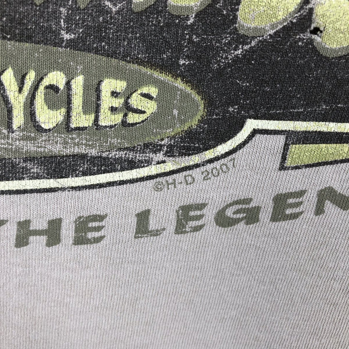2000'S Harley-Davidson Eagle Pattern Fire Pattern Motorcycle Bike T-Shirt, Men's Size L cotton Beige type Vintage Second Hand