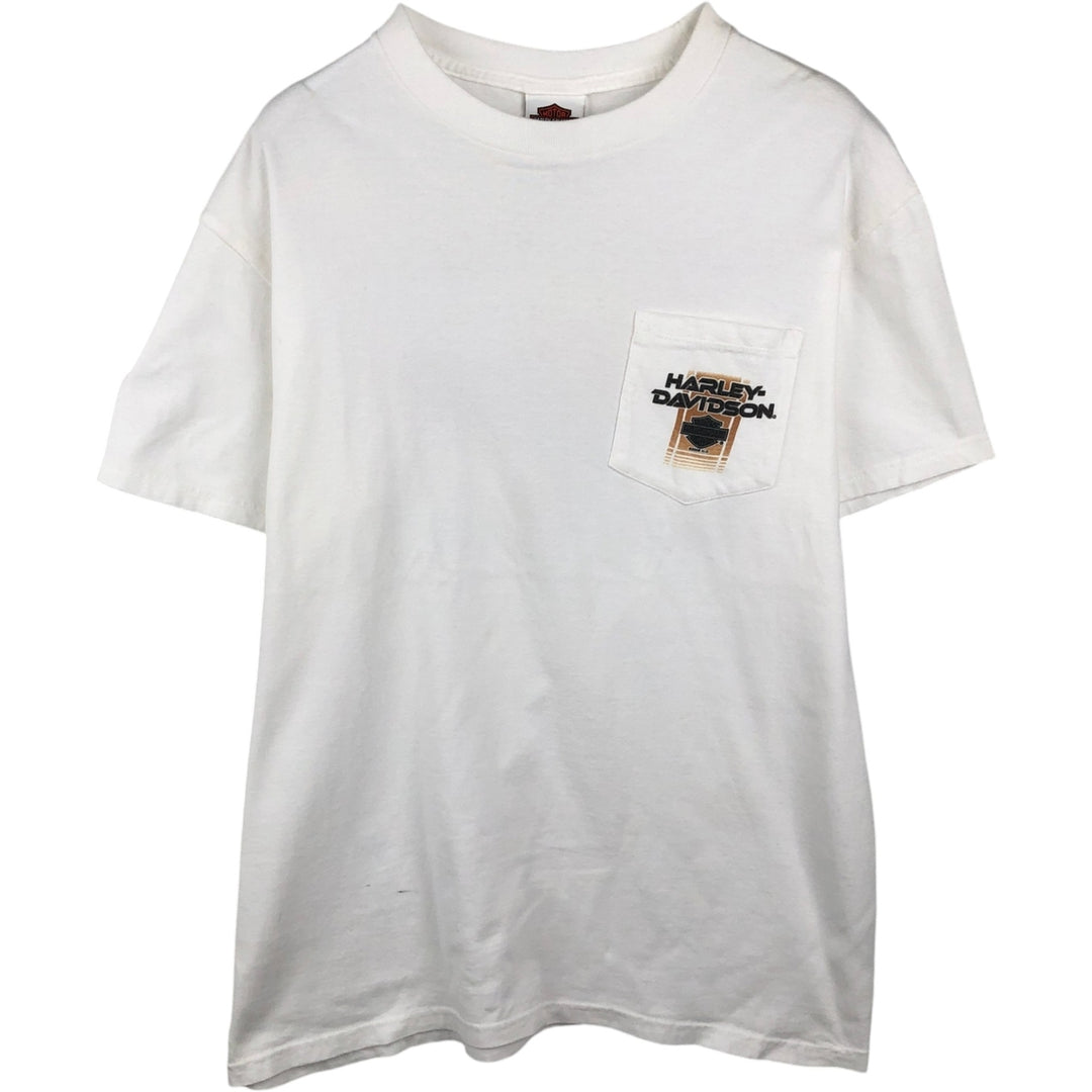 2000'S Harley-Davidson Eagle Pattern Motorcycle T-Shirt, Men's Size L (approx.) cotton white type Vintage Second Hand