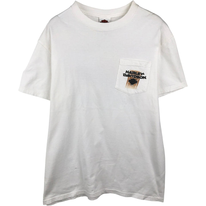 2000'S Harley-Davidson Eagle Pattern Motorcycle T-Shirt, Men's Size L (approx.) cotton white type Vintage Second Hand