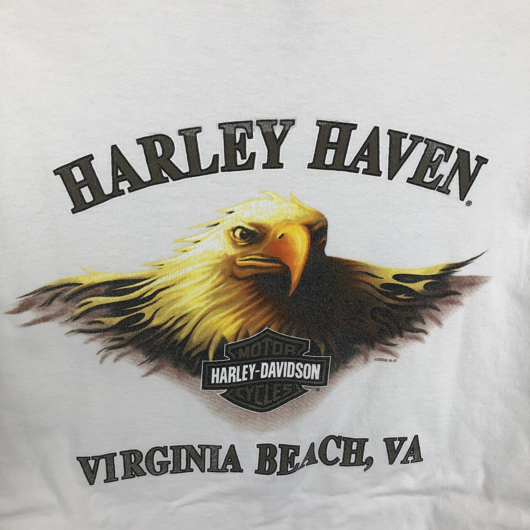 2000'S Harley-Davidson Eagle Pattern Motorcycle T-Shirt, Men's Size L (approx.) cotton white type Vintage Second Hand