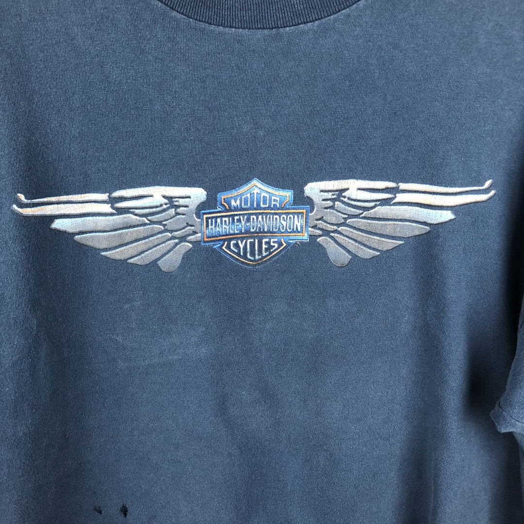 Harley-Davidson Motorcycle Bike T-shirt Made in USA Men's XL cotton blue type Vintage Second Hand