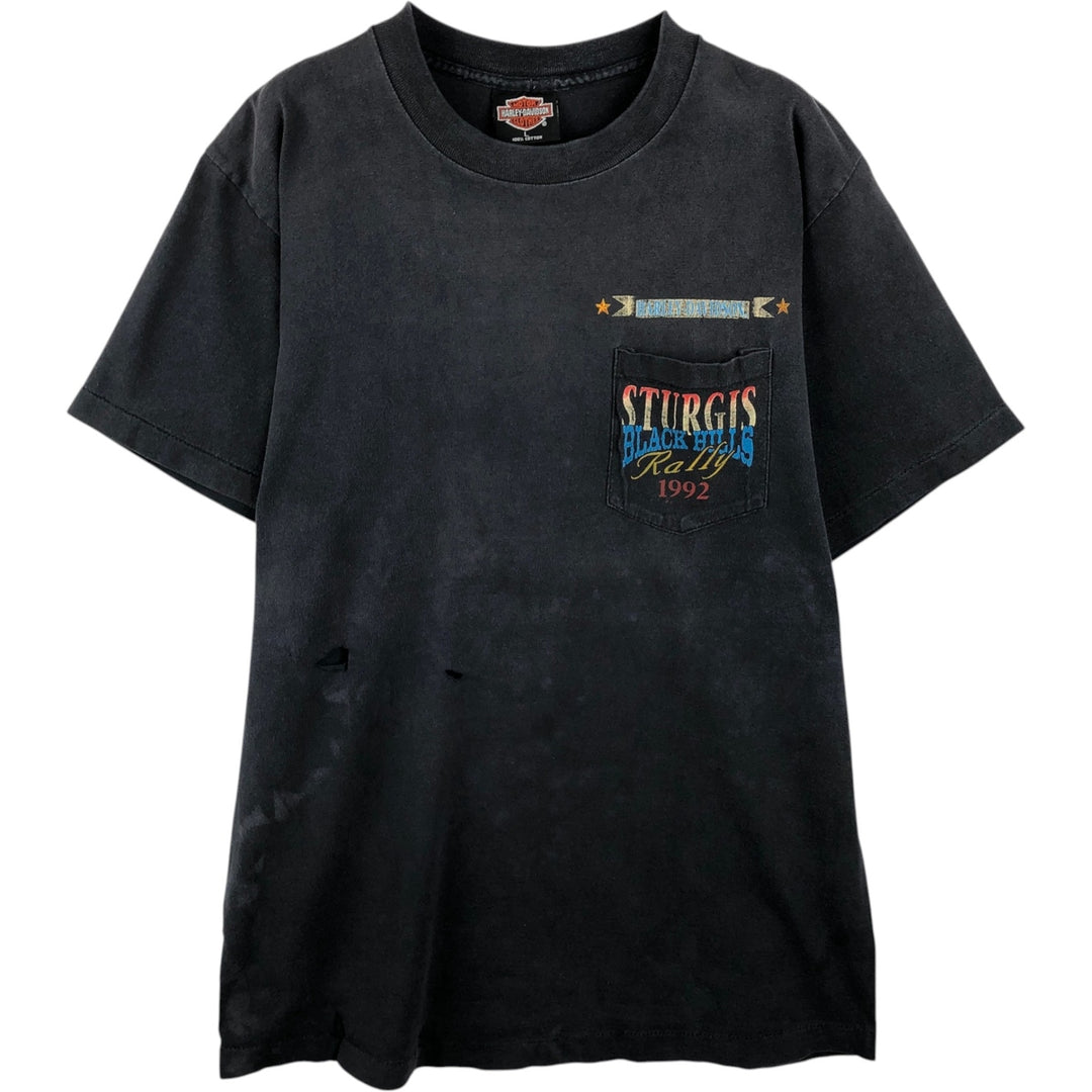 90'S Harley-Davidson Motorcycle Bike T-shirt Made in USA Men's L Vintage cotton Charcoal Vintage Second Hand
