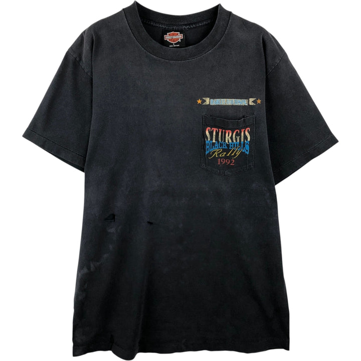 90'S Harley-Davidson Motorcycle Bike T-shirt Made in USA Men's L Vintage cotton Charcoal Vintage Second Hand