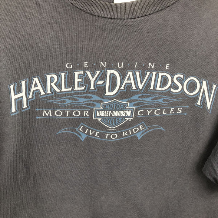 90'S Harley Davidson Fire Pattern Motorcycle Bike T-Shirt Made in USA Men's XL Vintage cotton Charcoal Vintage Second Hand