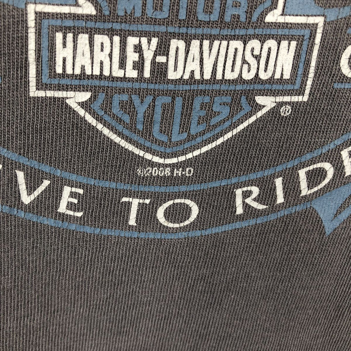 90'S Harley Davidson Fire Pattern Motorcycle Bike T-Shirt Made in USA Men's XL Vintage cotton Charcoal Vintage Second Hand