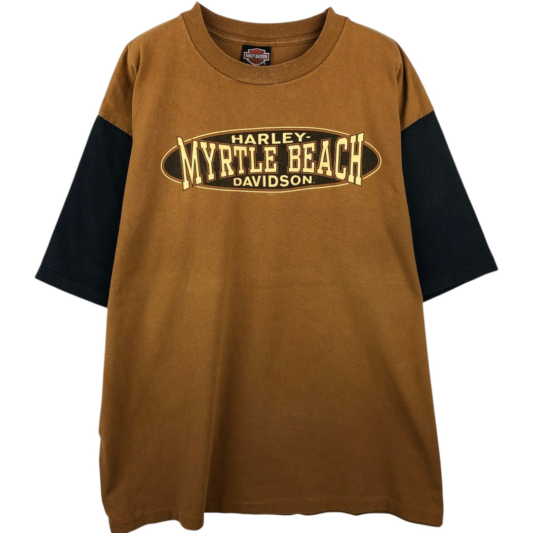 90'S Harley-Davidson Motorcycle T-Shirt, Made in USA, Men's XXL (approx.) cotton brown type Vintage Second Hand