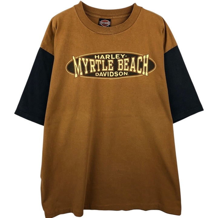 90'S Harley-Davidson Motorcycle T-Shirt, Made in USA, Men's XXL (approx.) cotton brown type Vintage Second Hand