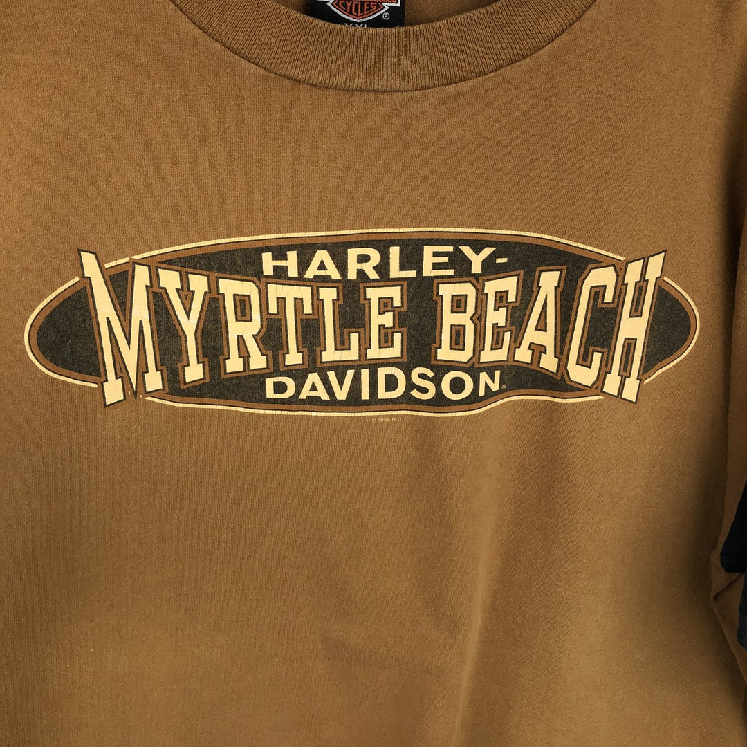 90'S Harley-Davidson Motorcycle T-Shirt, Made in USA, Men's XXL (approx.) cotton brown type Vintage Second Hand
