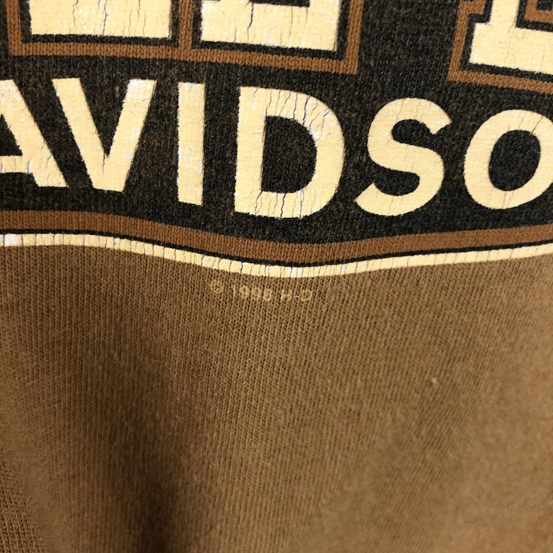 90'S Harley-Davidson Motorcycle T-Shirt, Made in USA, Men's XXL (approx.) cotton brown type Vintage Second Hand