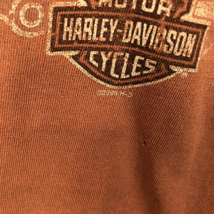 2000'S Harley-Davidson Eagle Pattern American Flag Motorcycle T-Shirt, Made in USA, Men's XL (approx.) cotton orange type Vintage Second Hand