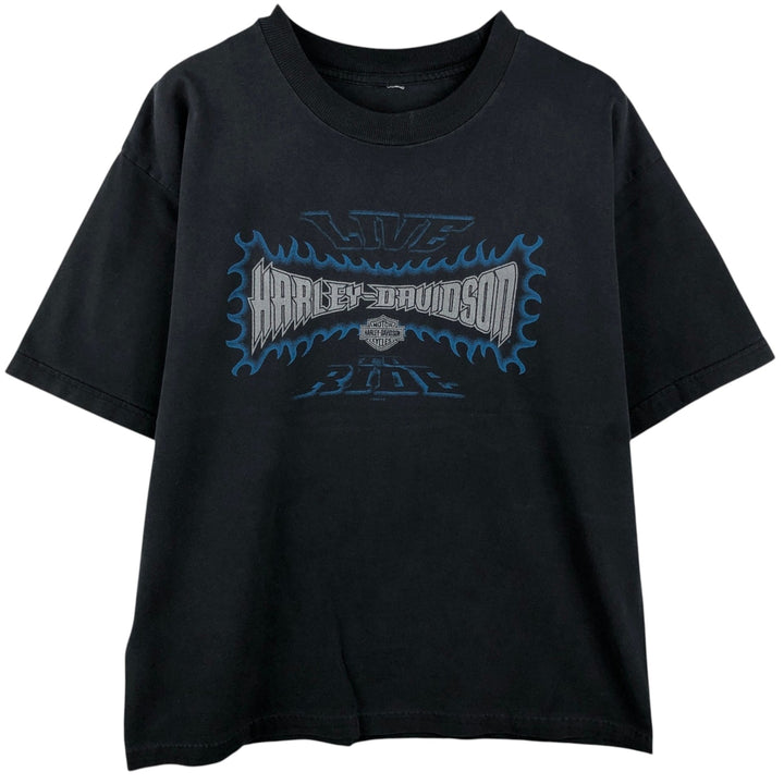 00'S Harley-Davidson Motorcycle Bike T-shirt Men's L size unclear black type Vintage Second Hand