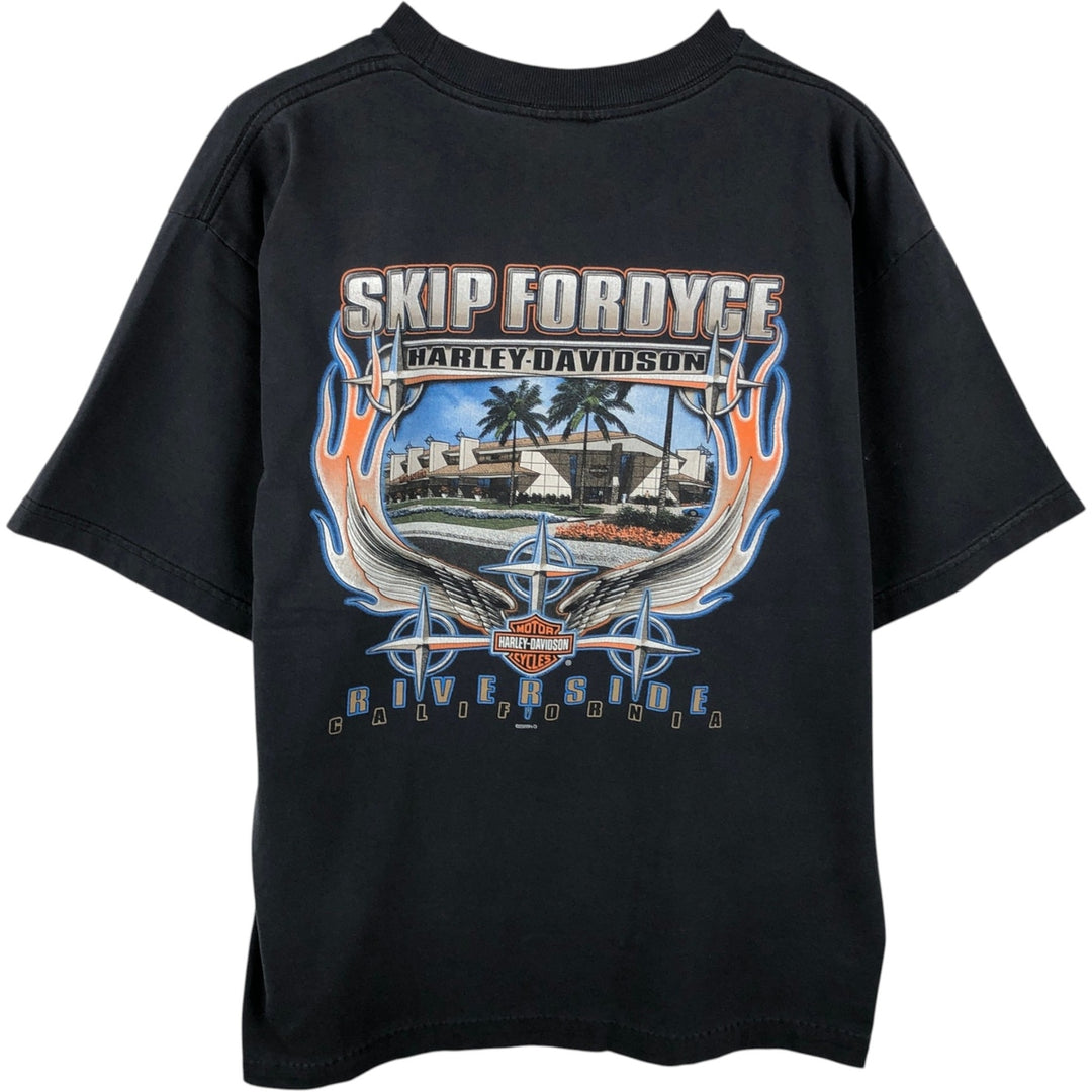 00'S Harley-Davidson Motorcycle Bike T-shirt Men's L size unclear black type Vintage Second Hand