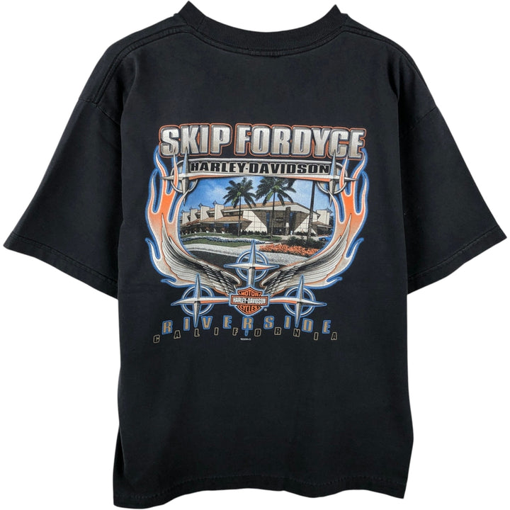 00'S Harley-Davidson Motorcycle Bike T-shirt Men's L size unclear black type Vintage Second Hand
