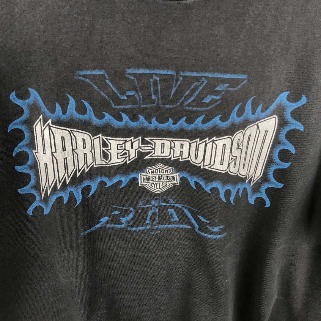 00'S Harley-Davidson Motorcycle Bike T-shirt Men's L size unclear black type Vintage Second Hand