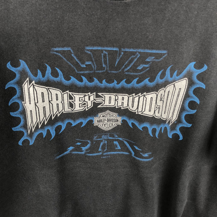 00'S Harley-Davidson Motorcycle Bike T-shirt Men's L size unclear black type Vintage Second Hand