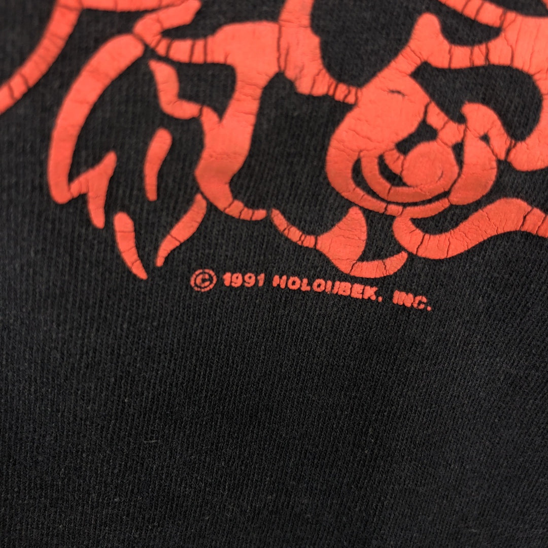 90'S Harley-Davidson Floral Motorcycle T-Shirt, Made in USA, Men's Size M (Equivalent), Vintage cotton black type Vintage Second Hand
